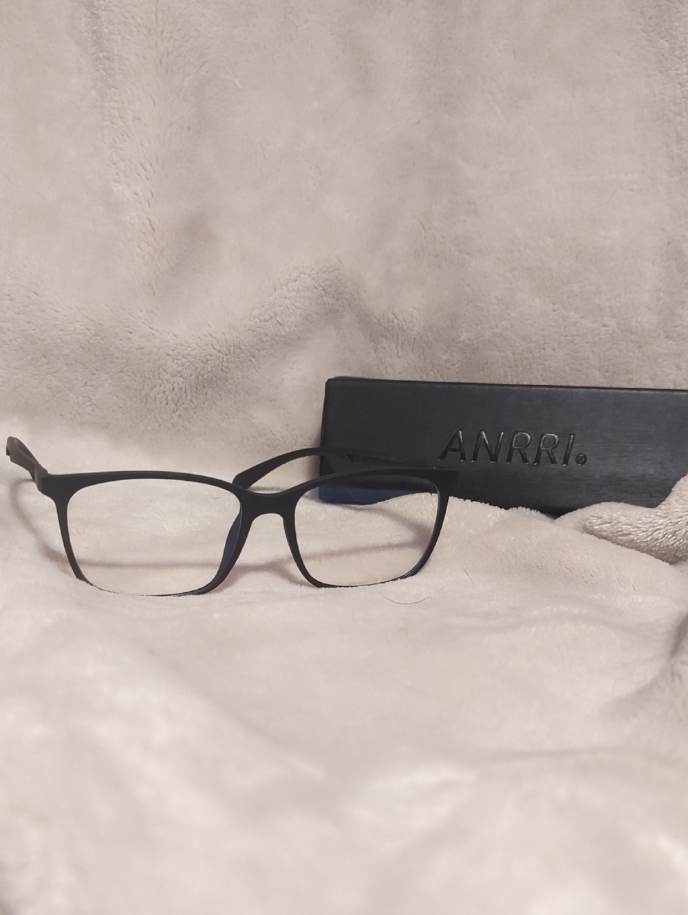 ANRRI Black Rectangular Eyeglass Frames Blue Light Filter